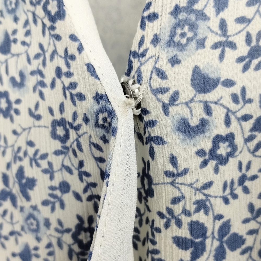 Madewell Top Georgette Ruffle Sleeve‎ Peplum American Floral Blouse - Picture 5 of 10